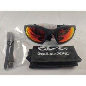 Orange County Choppers OCC Riding Sunglasses Red Mirror Lens Z87+ Matte Black